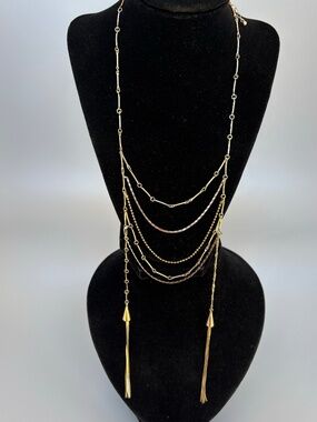 Charming Charlie Gold Tone Multi Strand Tiered Tassel Statement Necklace